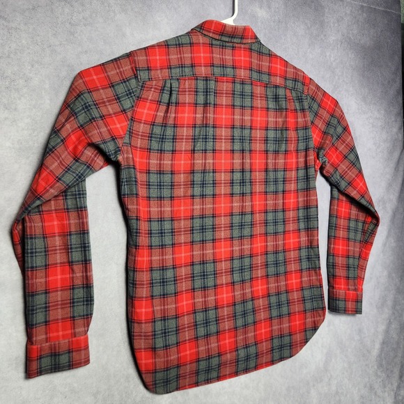 Bonobos Red Gray Plaid Flannel Slim Fit Long Sleeve Button Up Shirt Mens Medium - Picture 7 of 16
